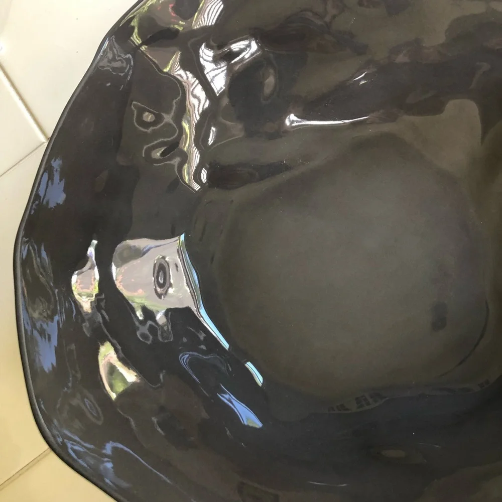 NWT BeHome ‘Tam’ stoneware serving bowl large, dark gray ‘slate’ color handmade - Picture 3 of 4